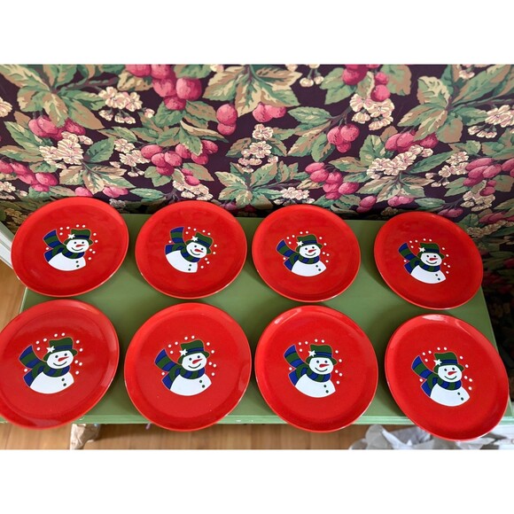 WAECHTERSBACH Set Of 8 Snowman Salad Plates 7 5/8" Diameter Christmas Holiday - Picture 3 of 4